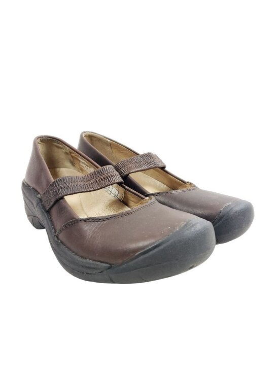 Keen Shoes - Keen Womens Size 7.5 Sienna Brown Leather Mary Jane Slip-On Shoes